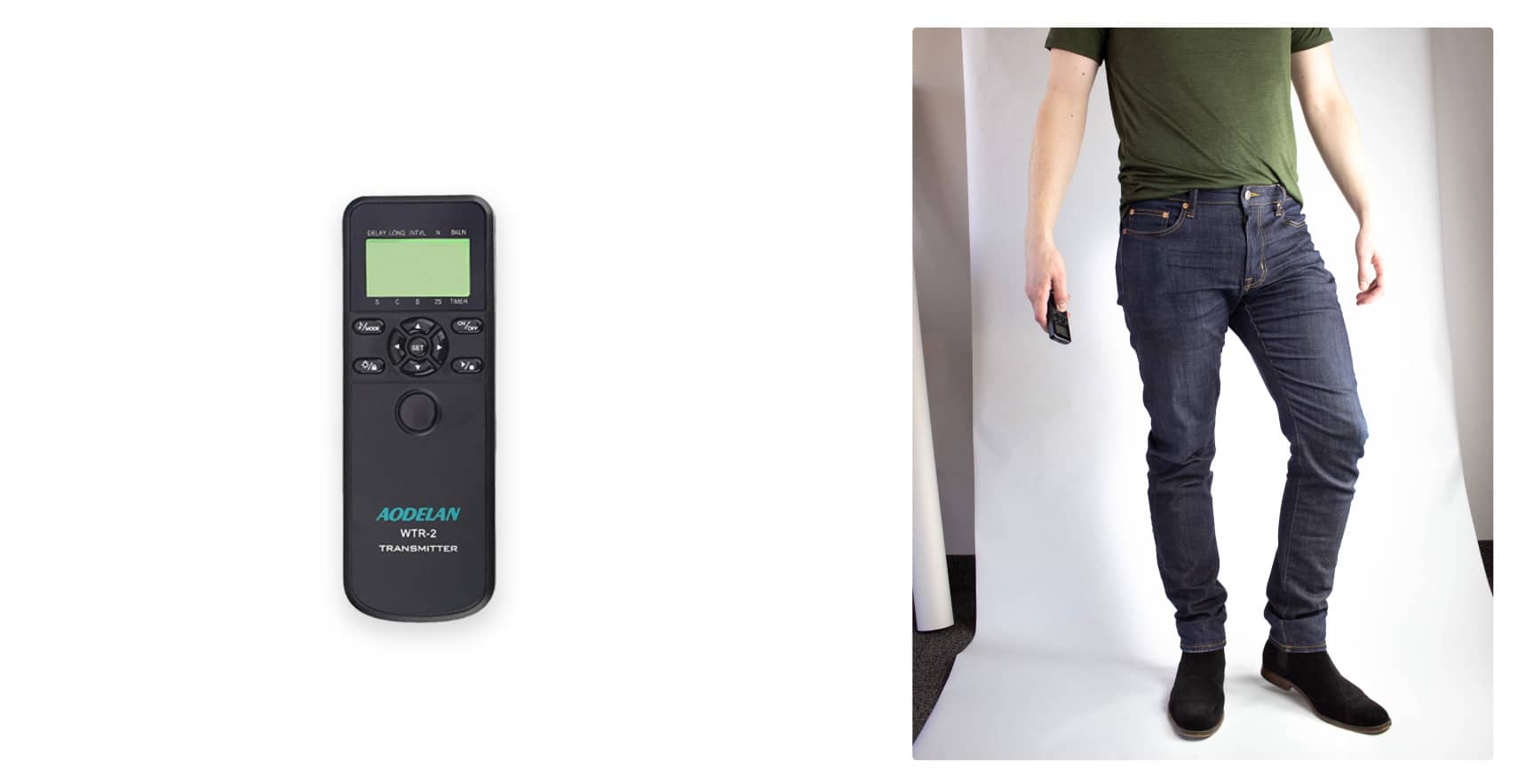 example of using a remote shutter to model yourself