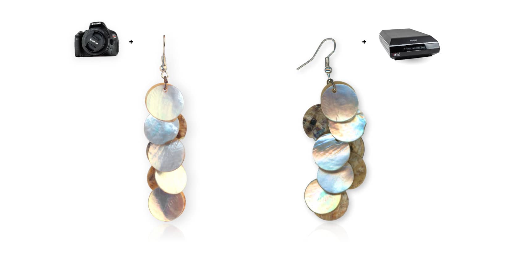 Example of product photos taken with a scanner and a dslr, both look decent