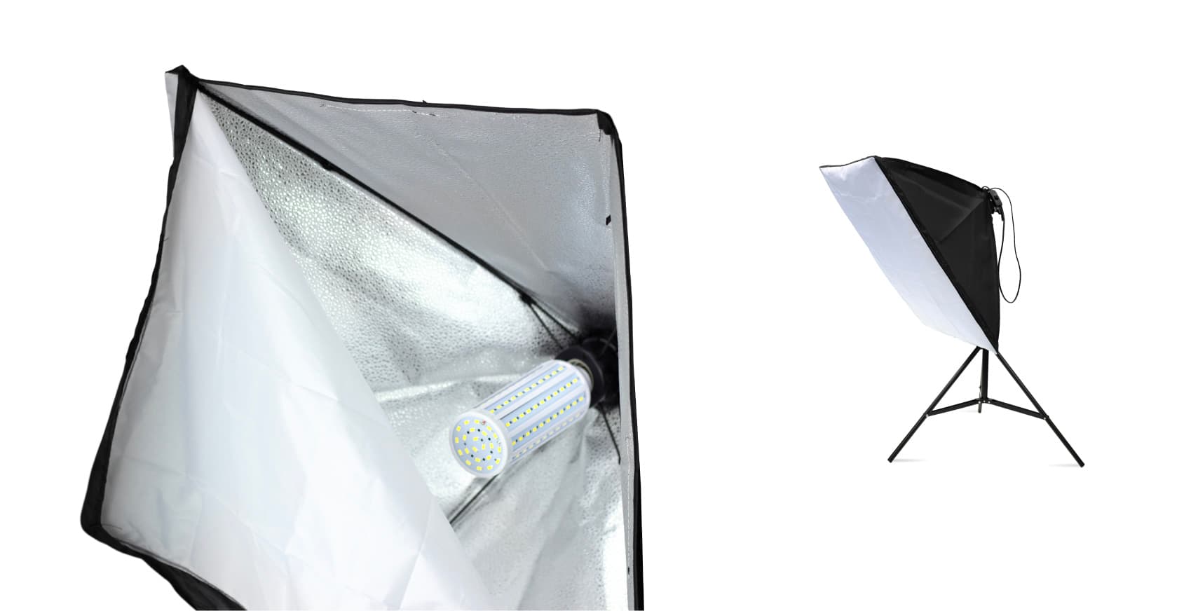 lighting softboxes with LED bulbs