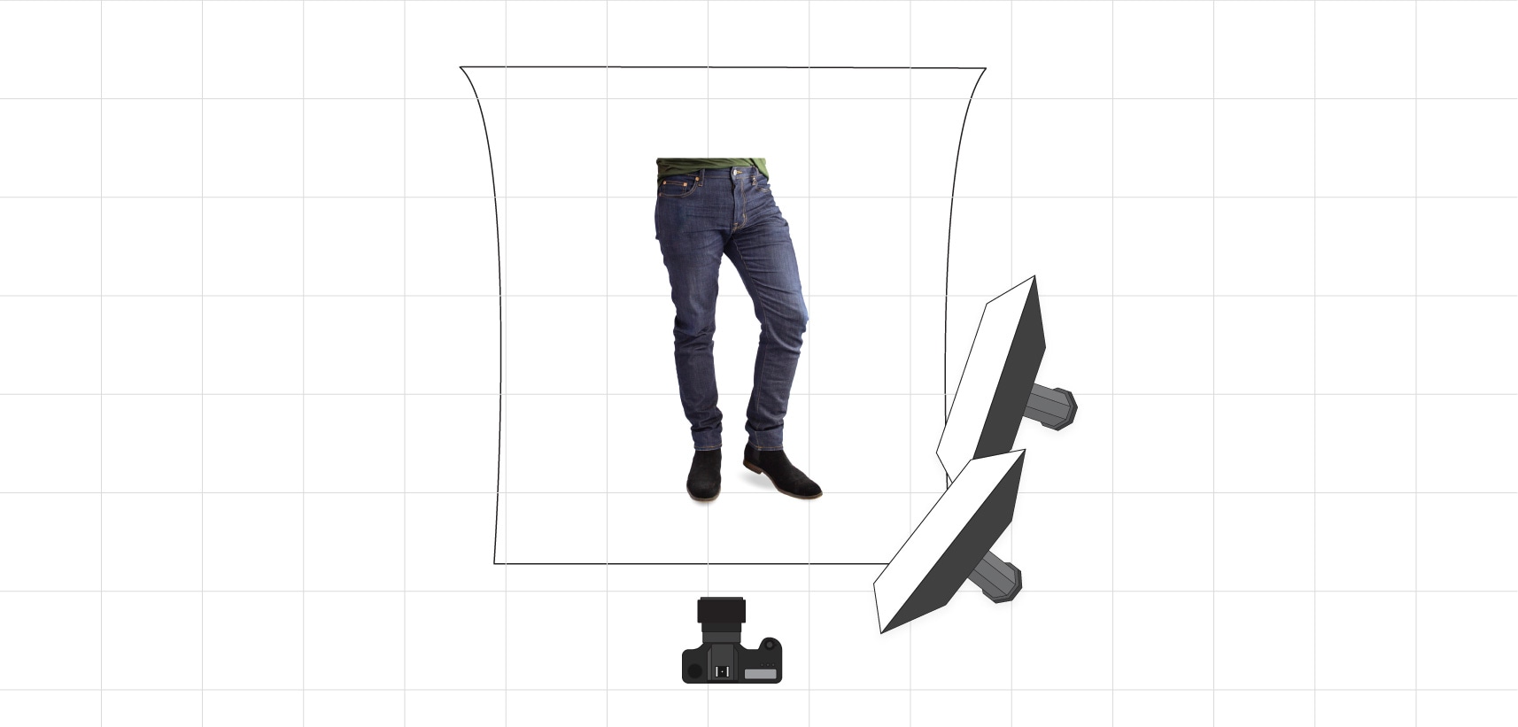 Our lighting setup for a modelled shot