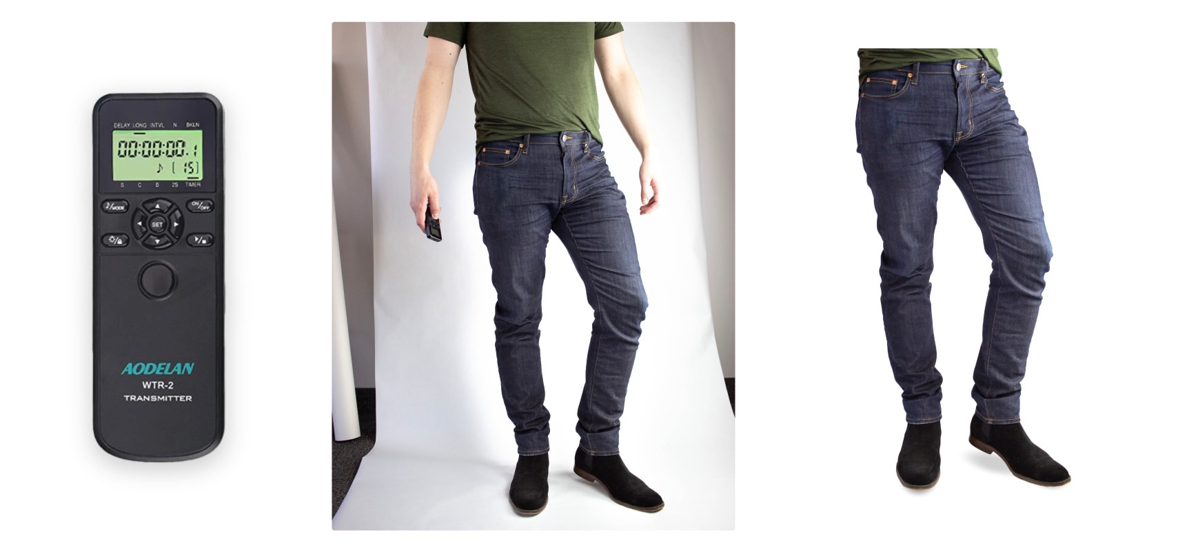 Our lighting setup for a flat lay shirt