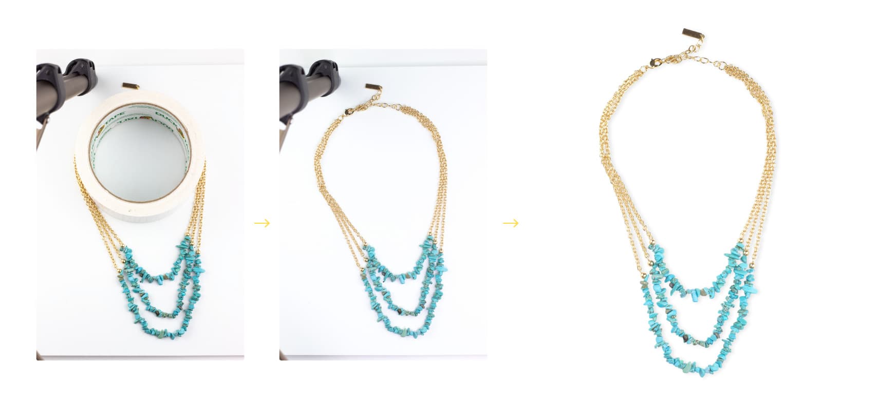 using a roll of duct tape to get a nice round shape for a necklace