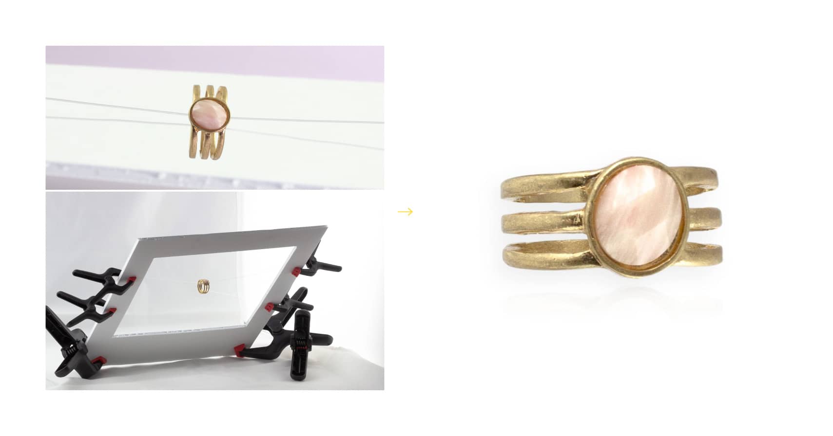 using fishing line to stage a ring